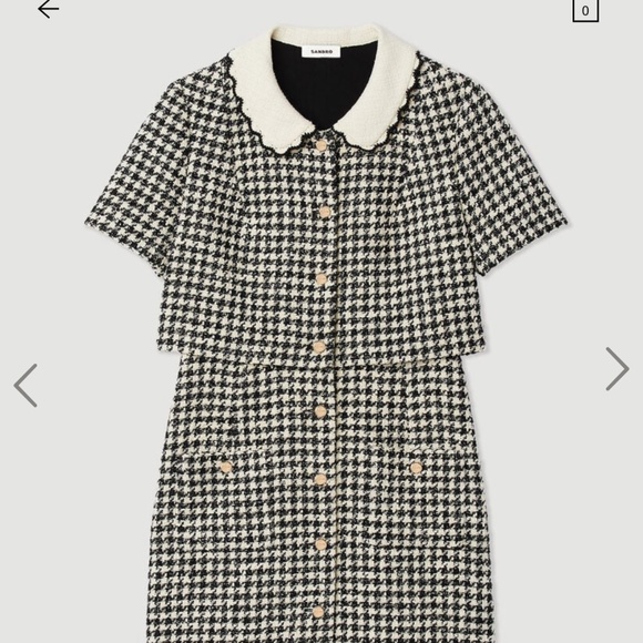 Sandro Tweed trompe l'œil dress Size 36 - Picture 3 of 6
